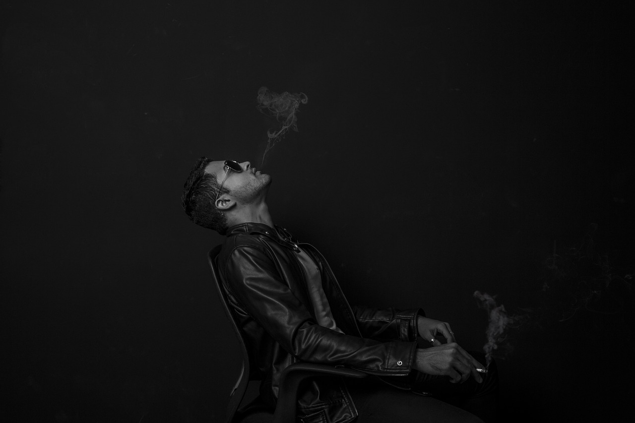 man, smoke, sit, sitting, smoking, male, leather jacket, looking up, cigarette, cigarette smoking, smoker, young man, black and white, monochrome, studio photography, smoke, smoke, smoking, smoking, smoking, smoking, smoking, cigarette, smoker